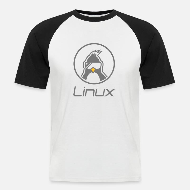 linux - Männer Baseball-T-Shirt - Weiß/Schwarz