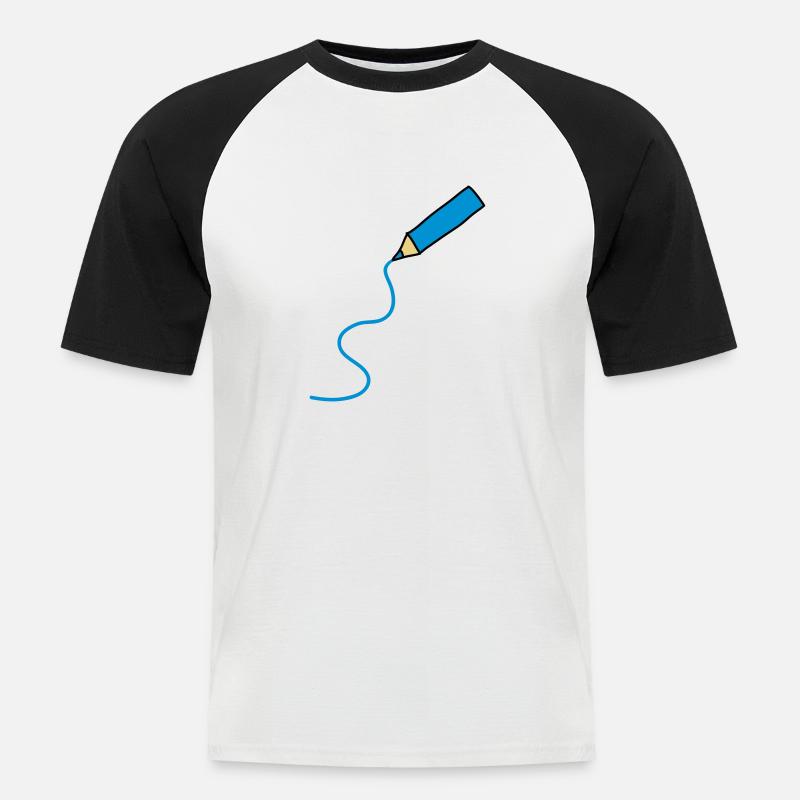 easy_drawing_3c - Männer Baseball-T-Shirt - Weiß/Schwarz