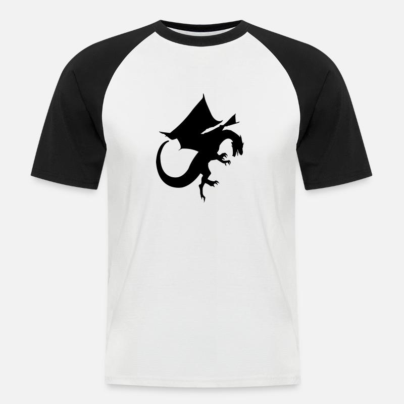 Drache - Männer Baseball-T-Shirt - Weiß/Schwarz