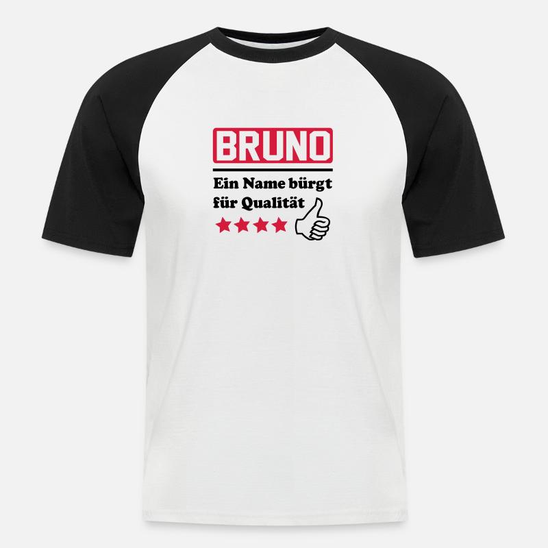bruno - Männer Baseball-T-Shirt - Weiß/Schwarz