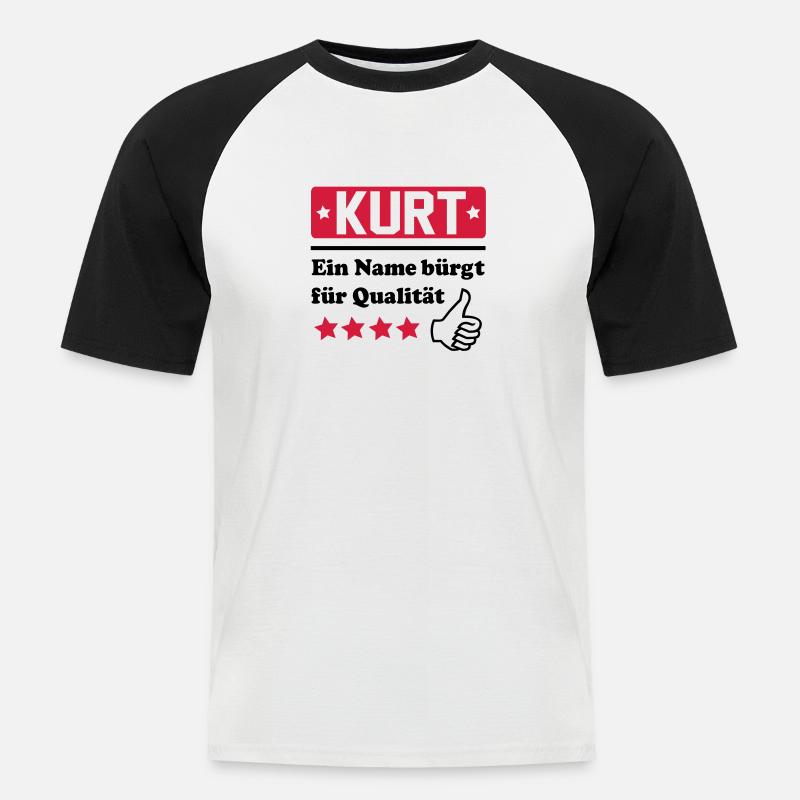 kurt - Männer Baseball-T-Shirt - Weiß/Schwarz