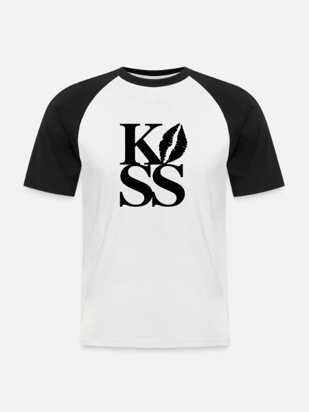 Kiss - Männer Baseball-T-Shirt - Weiß/Schwarz