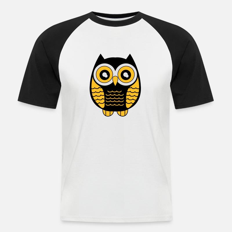 eule_02 - Männer Baseball-T-Shirt - Weiß/Schwarz