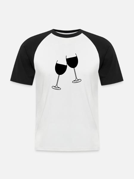 wein glas design - Männer Baseball-T-Shirt - Weiß/Schwarz