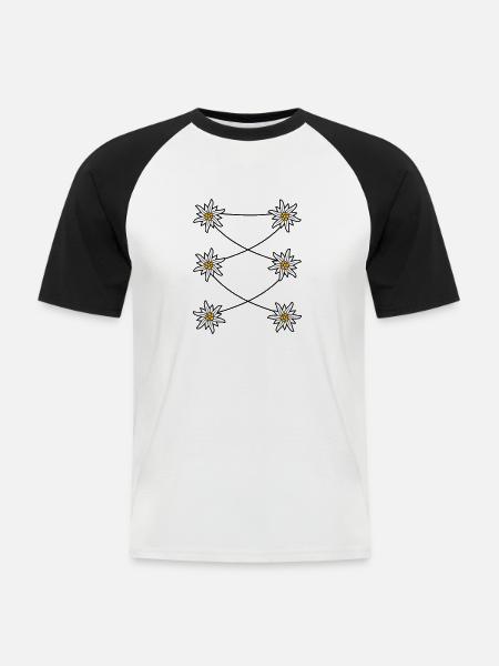 Dirndl apron Edelweiss - Men's Baseball T-Shirt - white/black