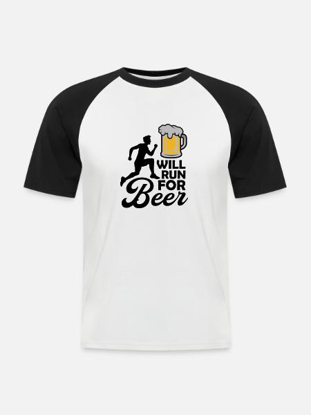 Will run Beer - Men's Baseball T-Shirt - white/black