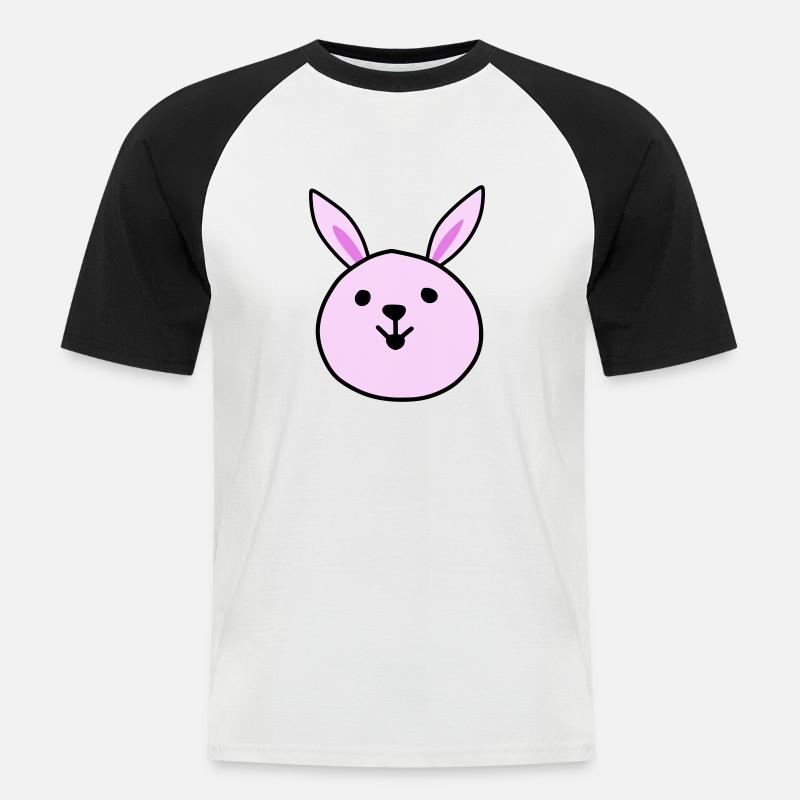 Cute pink rabbit - Männer Baseball-T-Shirt - Weiß/Schwarz