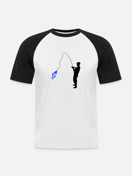 Angler - Männer Baseball-T-Shirt - Weiß/Schwarz