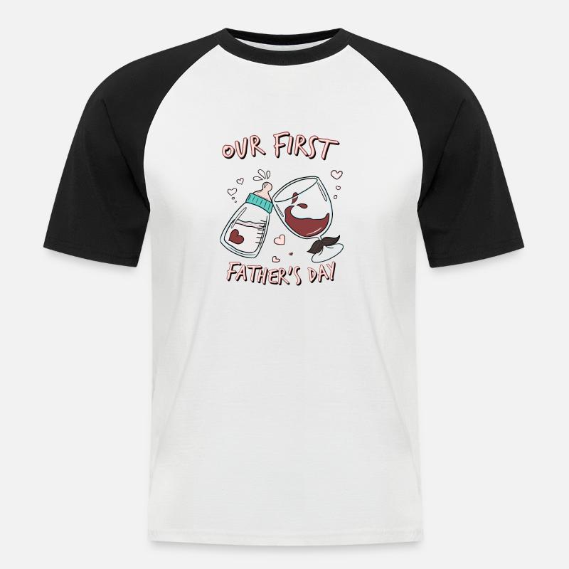 Our first father´s day - Männer Baseball-T-Shirt - Weiß/Schwarz