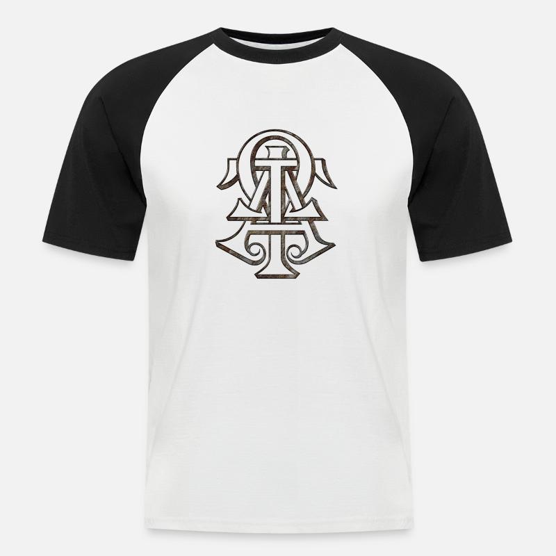 Io sono Alfa e Omega Gesù Cristo Speranza Religioso - Maglia da baseball a manica corta da uomo - bianco/nero