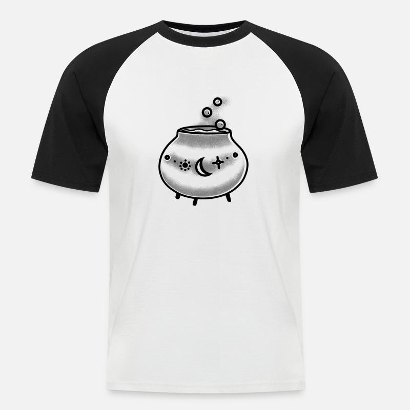 Magic witchy Cauldron with bubbles - Men's Baseball T-Shirt - white/black