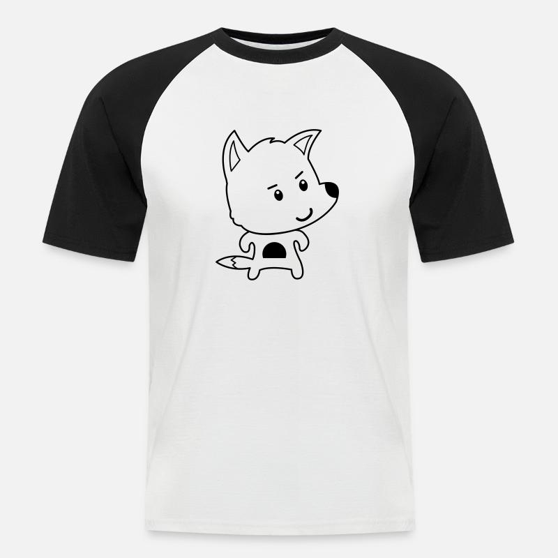 fuchs comic - Männer Baseball-T-Shirt - Weiß/Schwarz