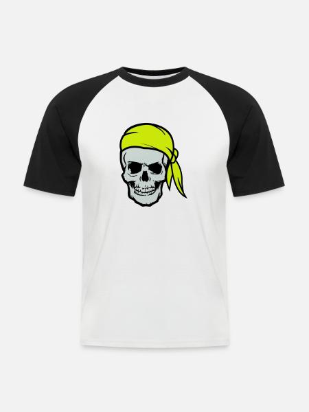 Skull Pirate Ahoy - Men's Baseball T-Shirt - white/black