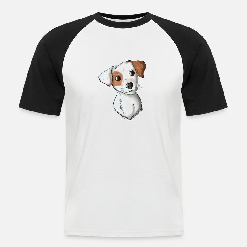 Jack Russell Pattern 7 - Männer Baseball-T-Shirt - Weiß/Schwarz
