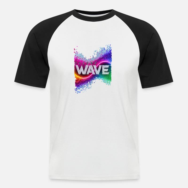 techno wave - Männer Baseball-T-Shirt - Weiß/Schwarz