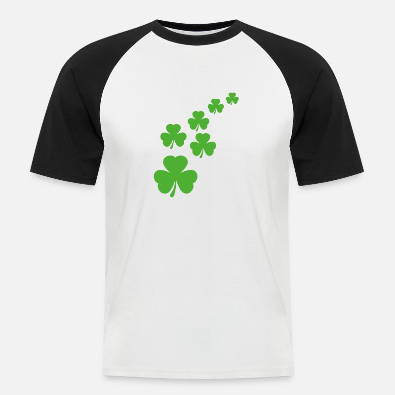 Trèfles de la Saint-Patrick Trinity - T-shirt baseball manches courtes Homme - blanc/noir
