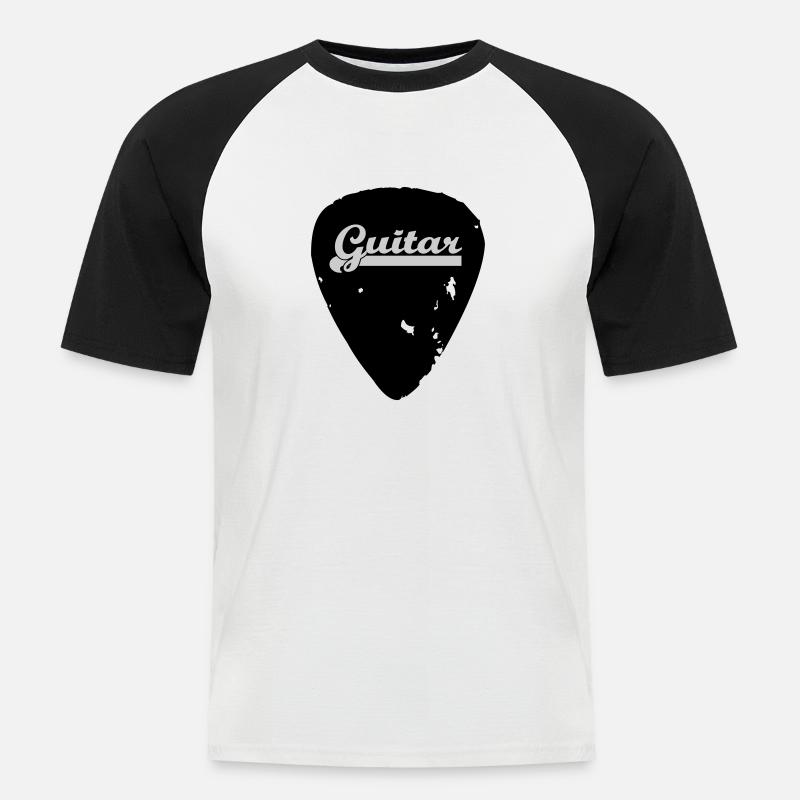 guitar - Männer Baseball-T-Shirt - Weiß/Schwarz