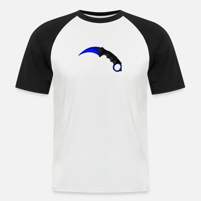 Blauer Karambit - Männer Baseball-T-Shirt - Weiß/Schwarz