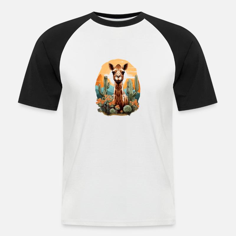 Kamel - Männer Baseball-T-Shirt - Weiß/Schwarz