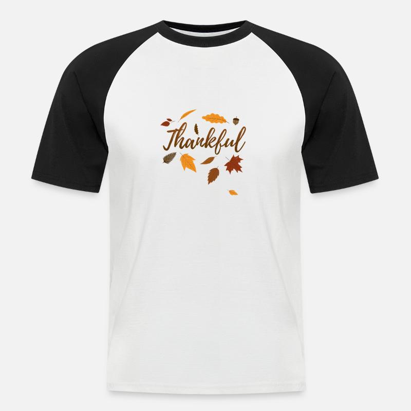 Dankbarer Herbst-Erntedankfest-Geschenk-Fall-Liebe - Männer Baseball-T-Shirt - Weiß/Schwarz