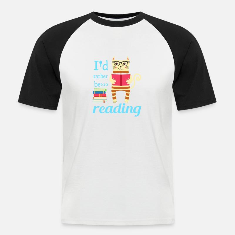 I would rather read - Men's Baseball T-Shirt - white/black