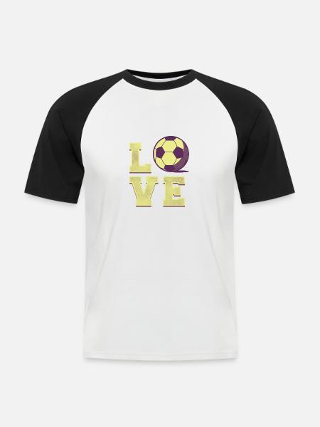I love Soccer Gift - Männer Baseball-T-Shirt - Weiß/Schwarz
