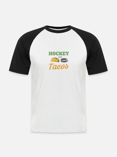 Eishockey und Tacos - Männer Baseball-T-Shirt - Weiß/Schwarz