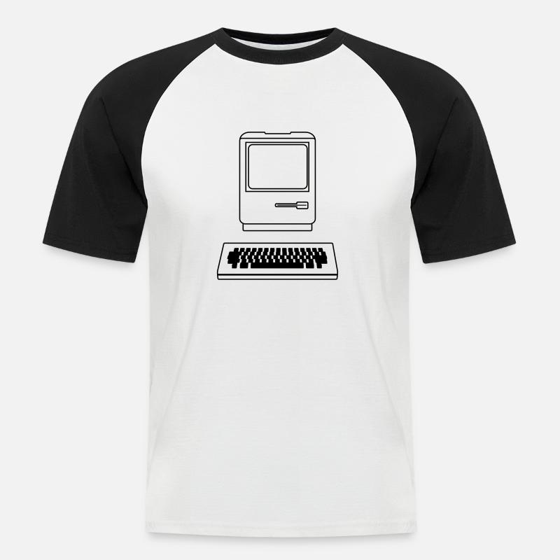 Computer - Männer Baseball-T-Shirt - Weiß/Schwarz
