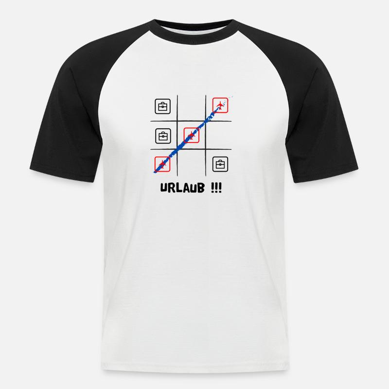 Tik tak to oder Käsekästchen, Urlaub oder Arbeit - Männer Baseball-T-Shirt - Weiß/Schwarz