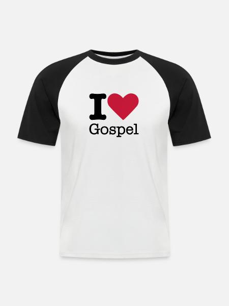 J'aime Evangile - T-shirt baseball manches courtes Homme - blanc/noir