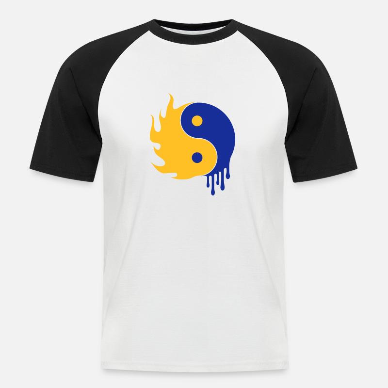Ying Yang - Männer Baseball-T-Shirt - Weiß/Schwarz