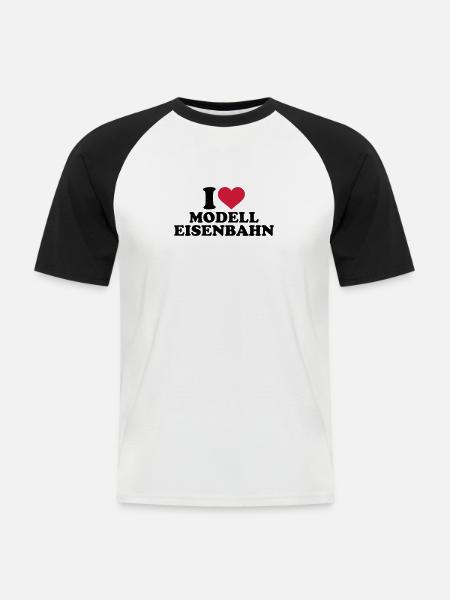 Modelleisenbahn - Männer Baseball-T-Shirt - Weiß/Schwarz