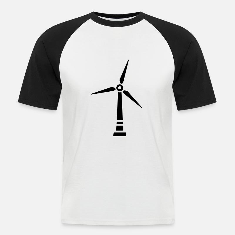 Windrad - Männer Baseball-T-Shirt - Weiß/Schwarz