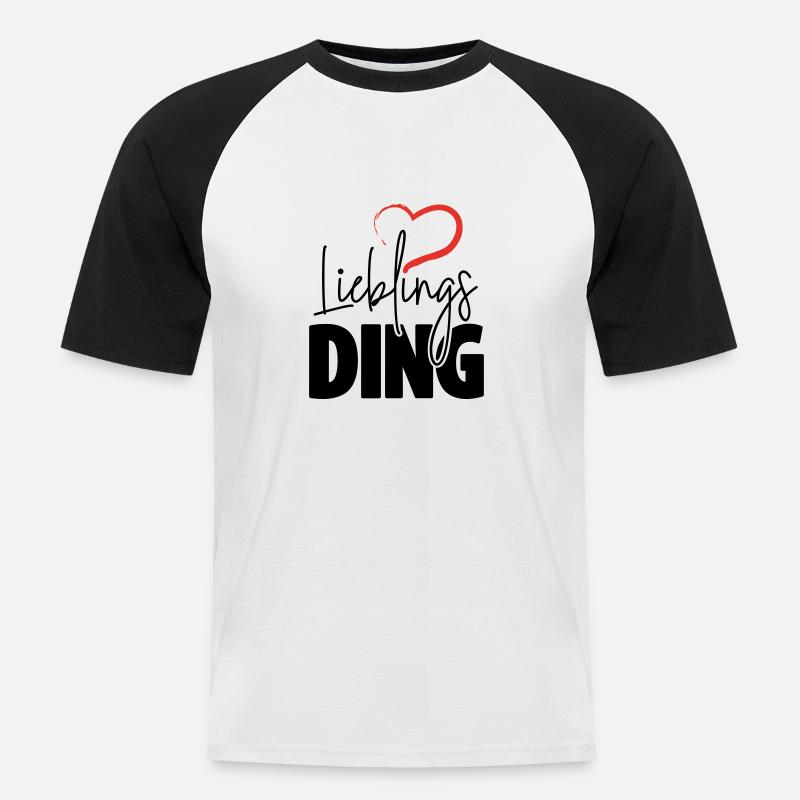 Lieblingsding mit Herz - Männer Baseball-T-Shirt - Weiß/Schwarz