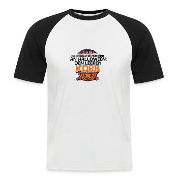 Halloween Print für mehr Süßes - Männer Baseball-T-Shirt - Weiß/Schwarz - Vorne - Nik (191cm)