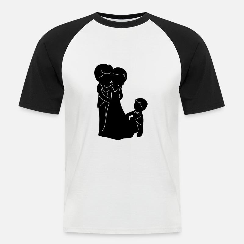 Brautpaar mit Kind Junge - Männer Baseball-T-Shirt - Weiß/Schwarz