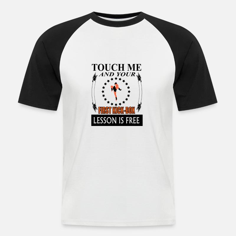 kick box Kickboxer kickboxing Boxkampf Geschenk - Männer Baseball-T-Shirt - Weiß/Schwarz
