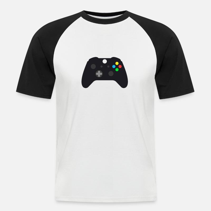 Game-Controller - Männer Baseball-T-Shirt - Weiß/Schwarz