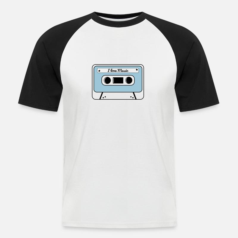 Kassette - Männer Baseball-T-Shirt - Weiß/Schwarz