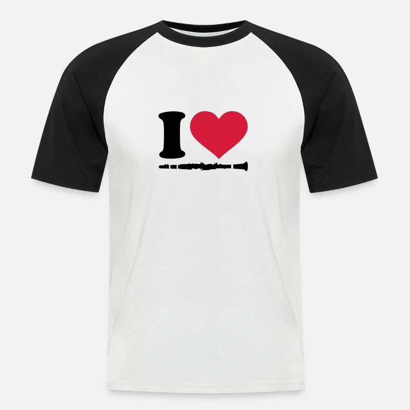 Klarinette - Männer Baseball-T-Shirt - Weiß/Schwarz
