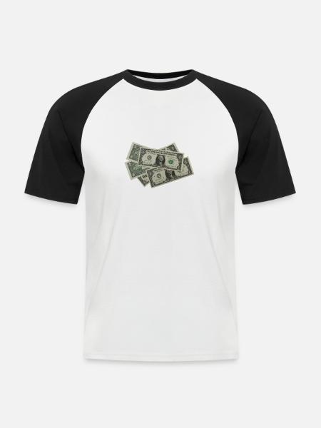 Banknotes Gift Idea - Men's Baseball T-Shirt - white/black
