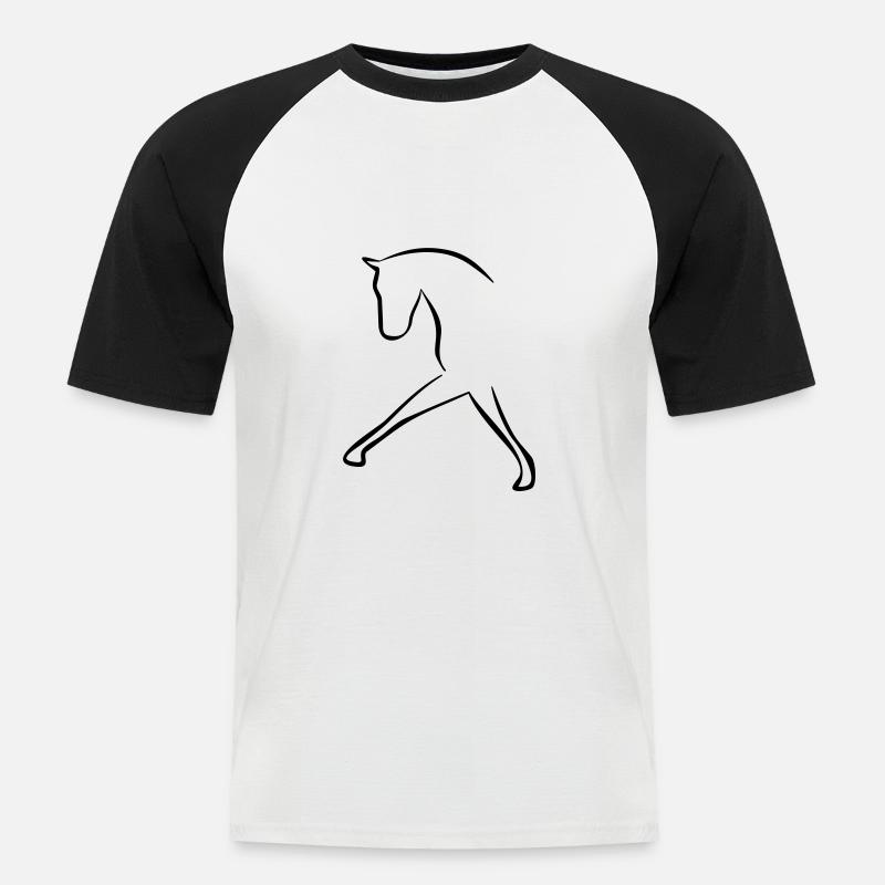 Pferd - Männer Baseball-T-Shirt - Weiß/Schwarz