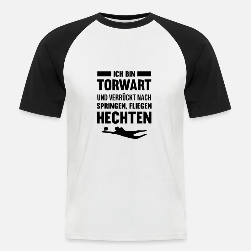 Torwart oder Torhüter - Männer Baseball-T-Shirt - Weiß/Schwarz