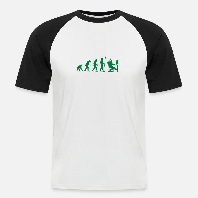 evolution_pc_1 - Männer Baseball-T-Shirt - Weiß/Schwarz