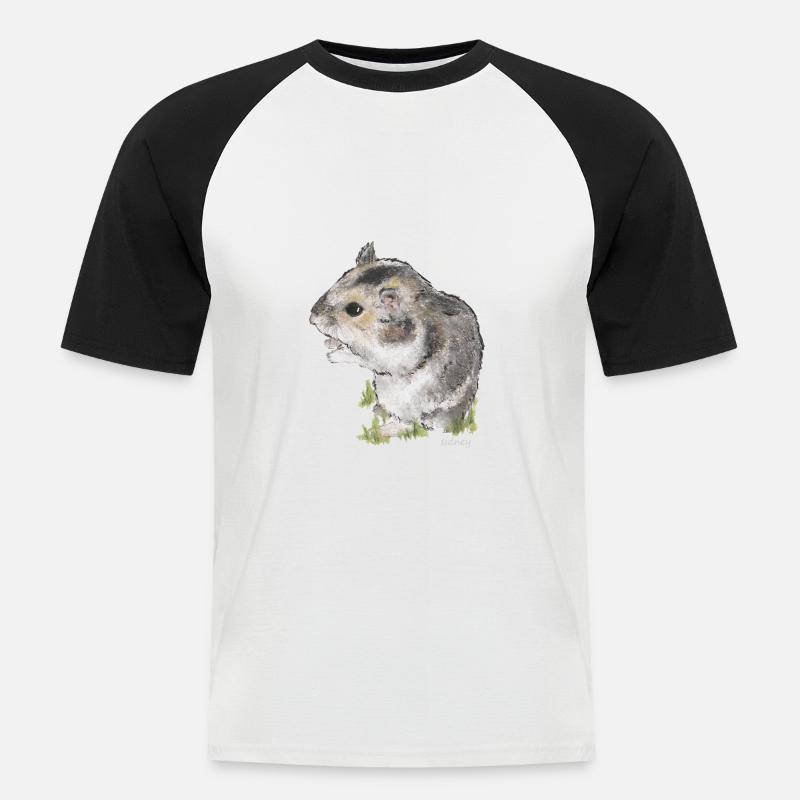 Wester Hamster - Männer Baseball-T-Shirt - Weiß/Schwarz