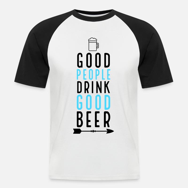 Bier - Männer Baseball-T-Shirt - Weiß/Schwarz