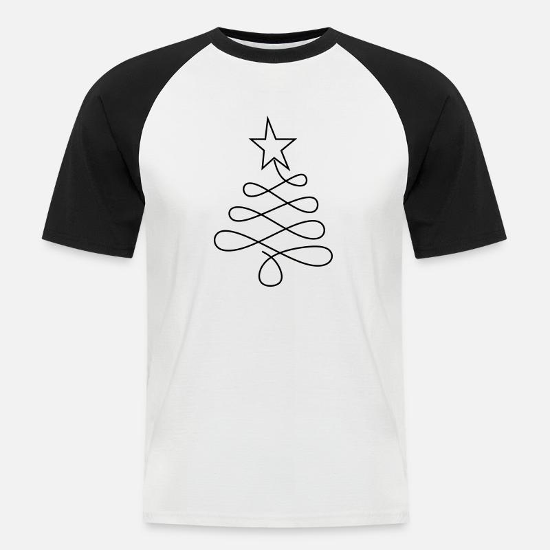 Weihnachtsbaum - Männer Baseball-T-Shirt - Weiß/Schwarz