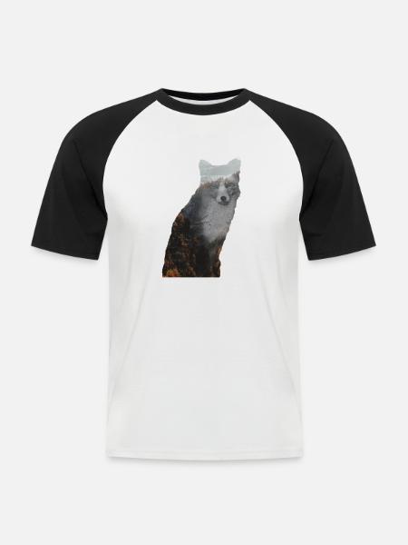 Fuchs - Männer Baseball-T-Shirt - Weiß/Schwarz