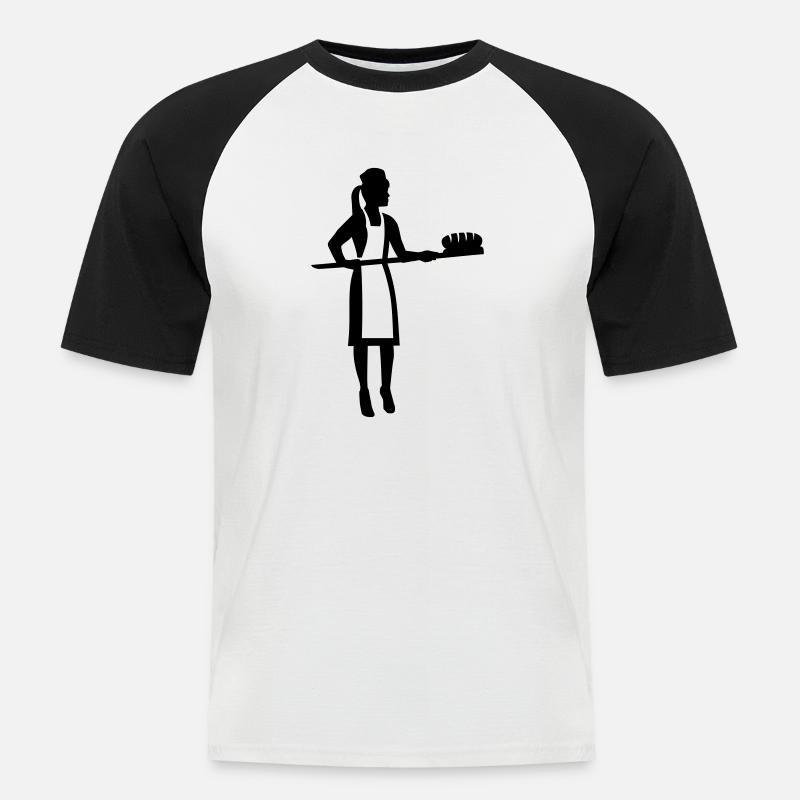 Bäckerin - Männer Baseball-T-Shirt - Weiß/Schwarz