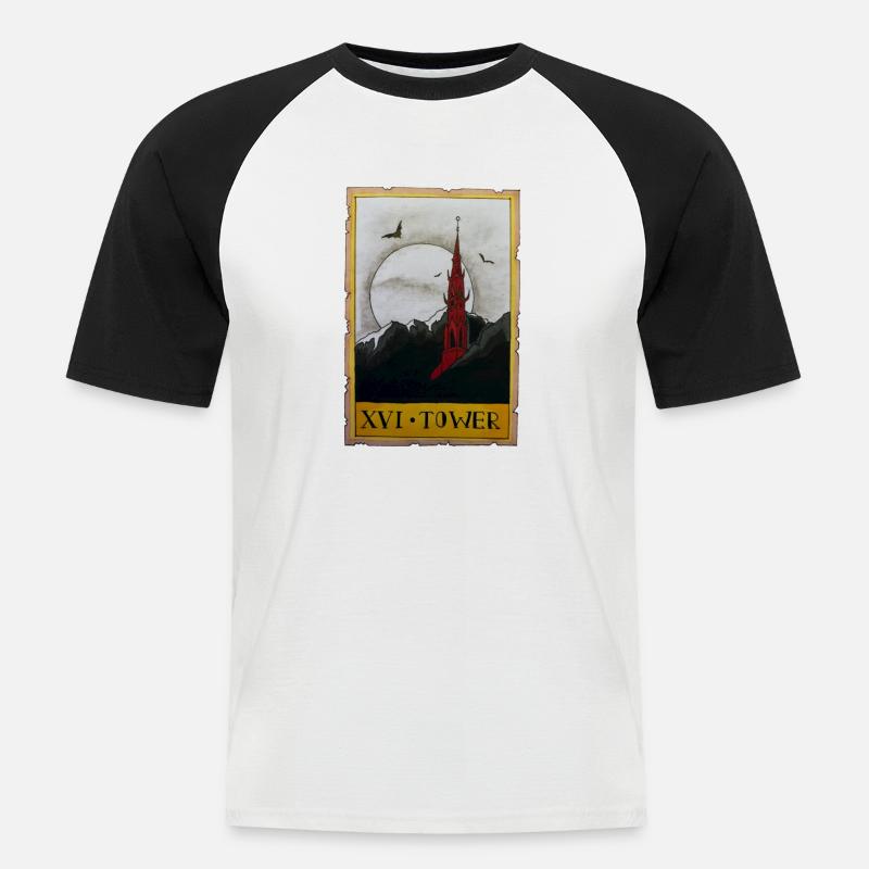 Der Turm - Männer Baseball-T-Shirt - Weiß/Schwarz
